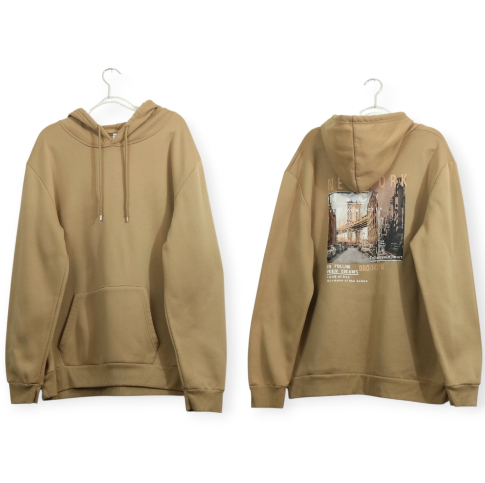 Tan Brooklyn NYC Follow Your Heart Graphic Hoodie
